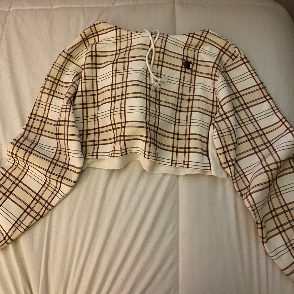 Champion Reverse Weave Plaid Cropped Hoodie